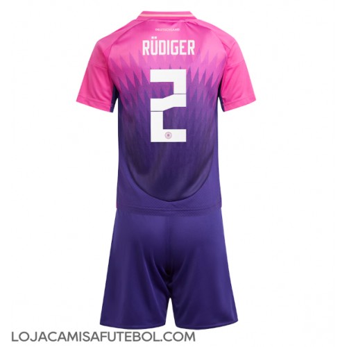 Camisa de Futebol Alemanha Antonio Rudiger #2 Equipamento Secundário Infantil Europeu 2024 Manga Curta (+ Calças curtas)